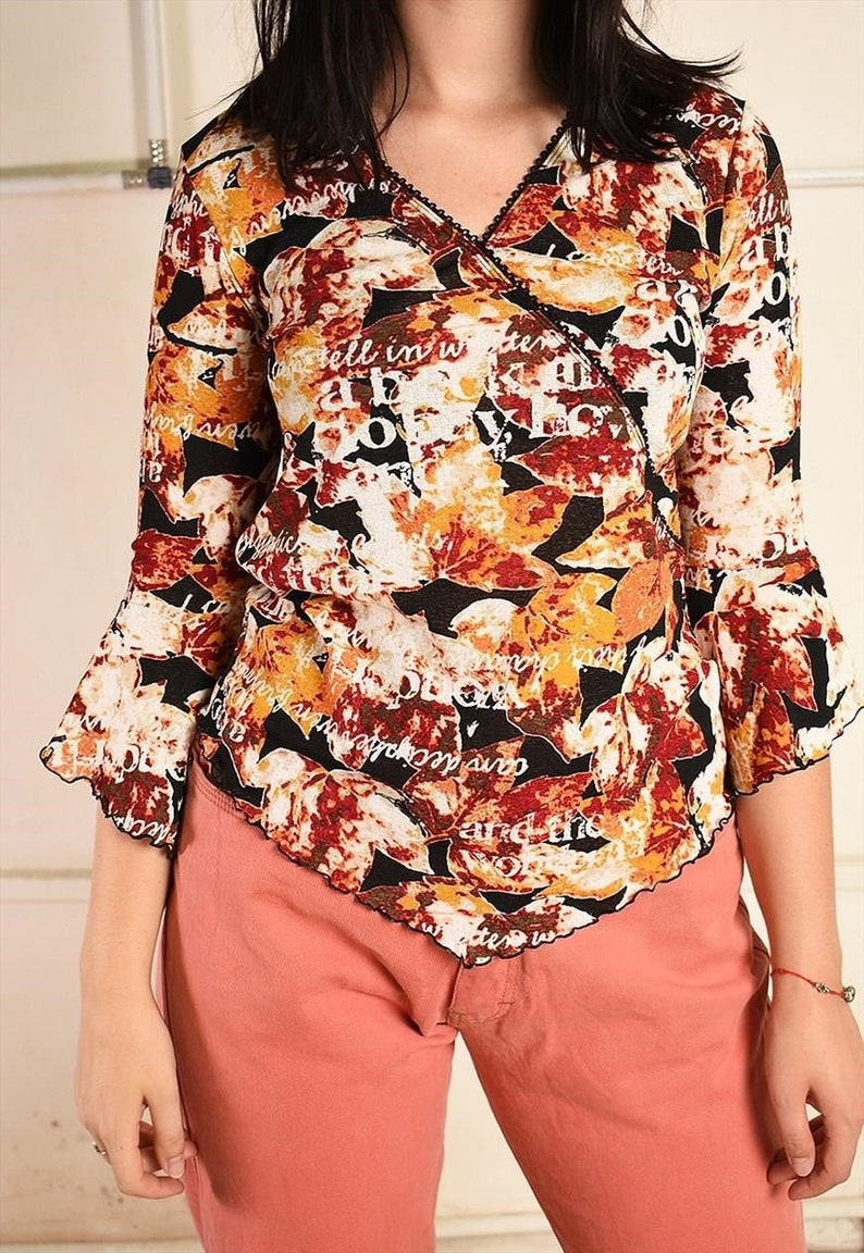 Vintage Y2K mesh Kitsch abstract print party teen top