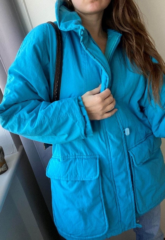 Vintage 80s turquoise oversized puffer parka jacke