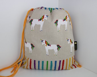 Children's backpack / gym bag Svealla rainbow unicorns (with or without name)