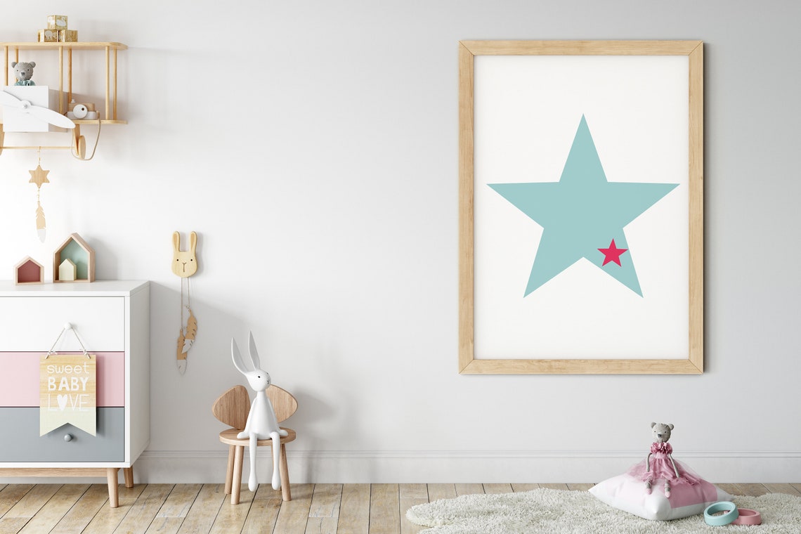 Pastel Star Print Nursery Star Decor Boys Girls Room Decor Etsy
