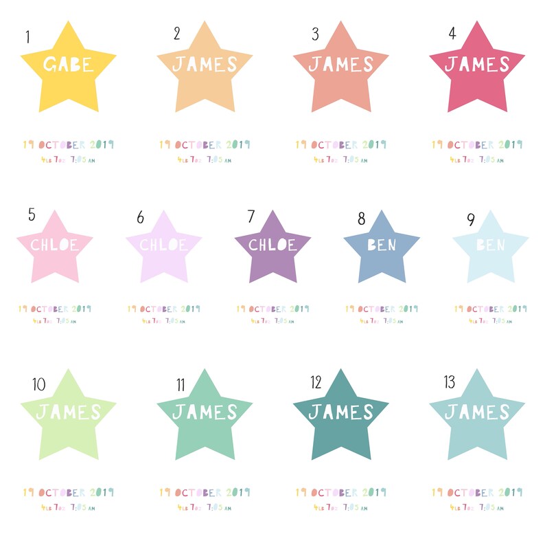 Custom Baby Name Print Star Name Birth Print Girl Boys Etsy