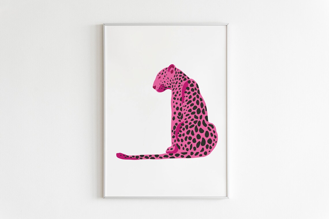Pink Leopard PrintPink Leopard Wall ArtBig Cat Art Animal Etsy