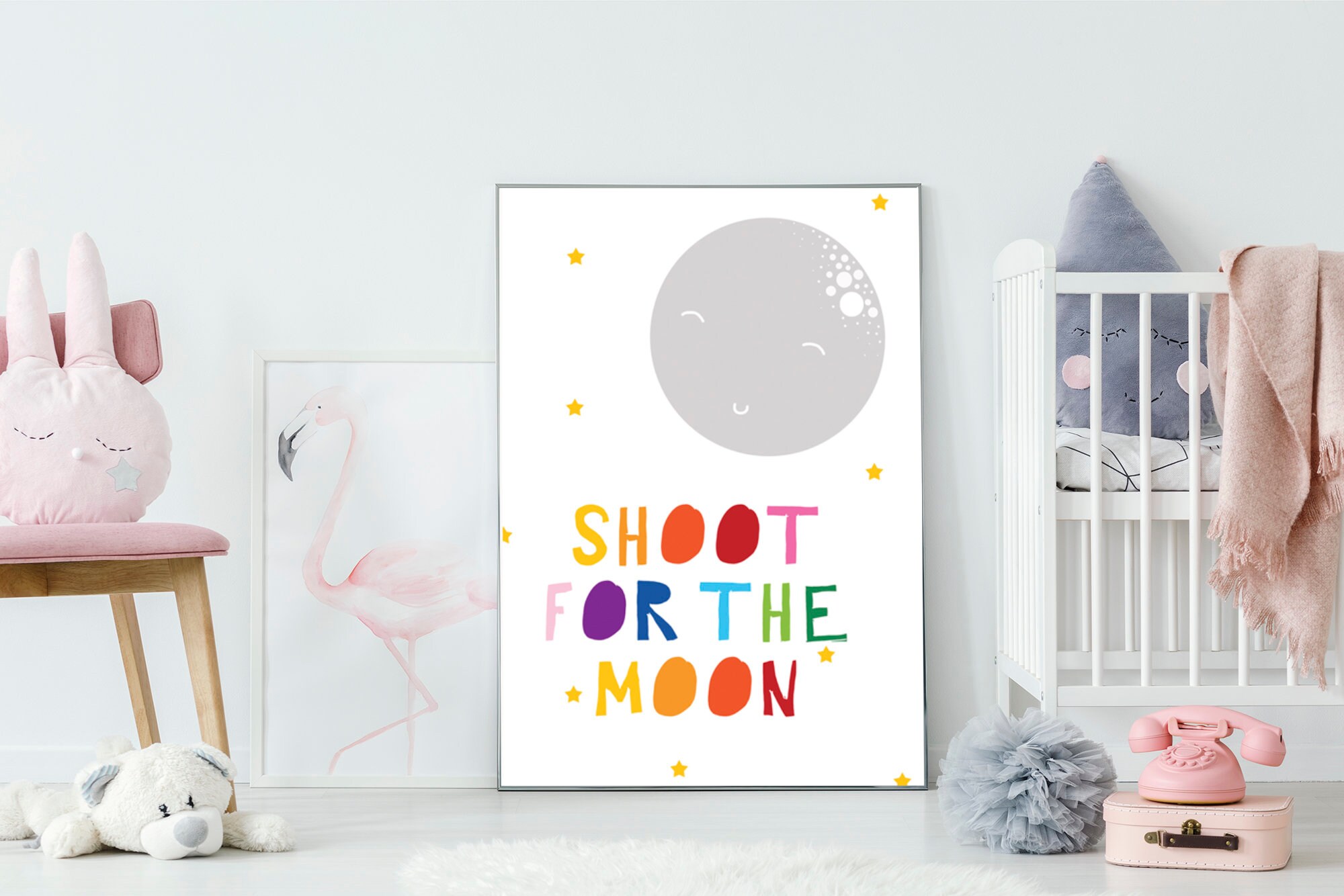 Moon Nursery Print Space Nursery Decor Pastel Nursery Decor Etsy