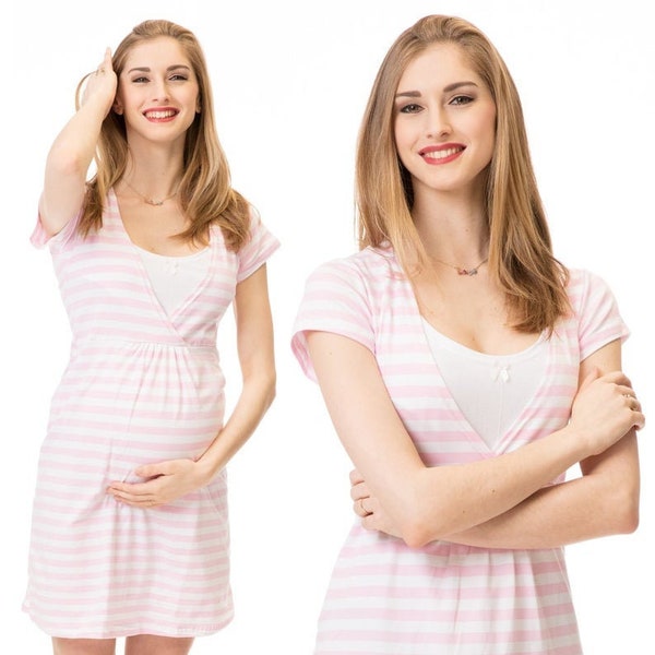 GoFuture® Maternity Nightgown Nursing nightgown 3in1 Normal leisure use nightgown DREAMY breastfeeding function Soft Cotton Highest quality