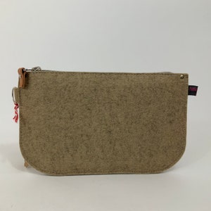 Felt bag made of 100% wool, heideClutch, small bag, pencil case, beige, sahara-melted