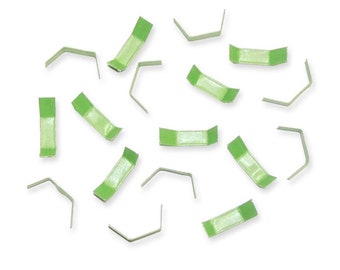 100 Verschlussclips 33mm Grün Verschlussstreifen Papierclips Clipbandverschluss Teetüten Clipband für Tee