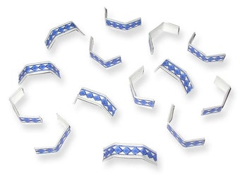 100 Verschlussclips 33mm Weiß Blau Papierclips für Tee Verschlussstreifen Papierclips Clipbandverschlüsse Clipbänder Streifen Clips Klips