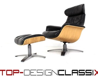 wie neu, skandinavischer Lounge Chair, Relax Chair, Funktions- Sessel in Leder und Eiche, Neupreis 1999,- Euro