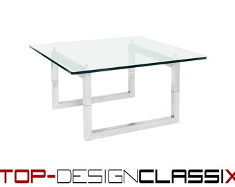 wie neu, Peter Ghyczy T29 „Biri“ Coffee Table / Couchtisch, neue 15mm Glasplatte, Luxus Edelstahl Glastisch, Neupreis ca. 2500,- Euro