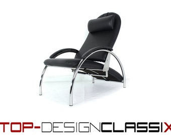 like new! Ingmar Relling "Optima" relax armchair, lounge chair in black leather and chrome, Np. 3564 euros, no scratches or flaws