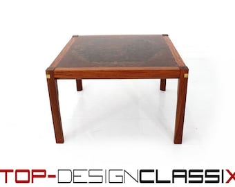 como nueva, mesa de centro/mesa auxiliar de mosaico danesa Tranekaer hecha de madera preciosa de Rolf Middelboe y Gorm Lindum Christensen, mediados de siglo, años 70