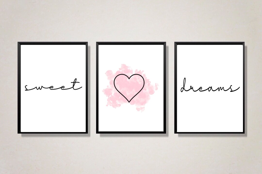 Sweet Dreams Wall Print for Bedroom set of 3 Girls Bedroom Etsy UK