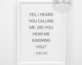 Funny cat wall print - funny cat sign cat wall print cat wall decor cat quotes funny cat quotes cat lover gifts pet decal birthday gifts