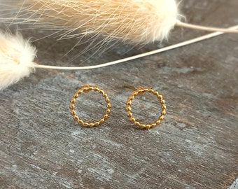Zarte Kreis Ohrstecker Edelstahl goldfarben Circle Ohrringe minimalistisch Ohrschmuck offener Kreis Geschenk für Sie