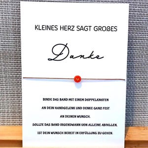 Erzieherin Geschenk Wunscharmband Herz mit Karte Kindergarten Lehrerin schlichtes Armband mit Geschenkkarte Kita Danke Abschied