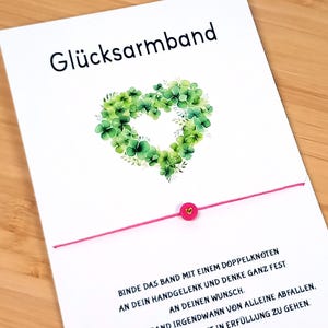 Glücksarmband Wunscharmband Herz mit Karte schlichtes Armband mit Geschenkkarte Geschenk Danke Glücksbringer Make a wish