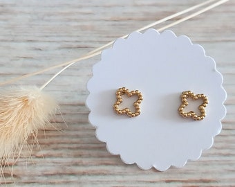 Ohrstecker Kleeblatt Edelstahl goldfarben Ohrringe minimalistisch zart Ohrschmuck 4 Blätter Geschenk für Sie Geschenkidee