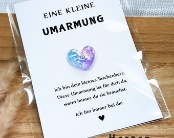 Taschenherz Umarmungen schenken Glücksbringer Umarmungsherz Geschenk Trauergeschenk Danke Mutmacher Aufmunterung Dankeschön