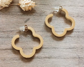 Ohrstecker Kleeblatt Edelstahl goldfarben lange Ohrringe Creolen Ohrschmuck Geschenk für Sie Geschenkidee