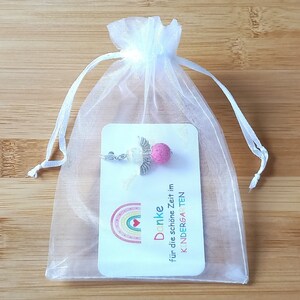 Schutzengel Erzieherin Anhänger Geschenkkarte Schlüsselanhänger Charm Glücksbringer Lieblingserzieherin Geschenk Kindergarten Abschied pink