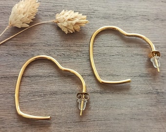 Ohrstecker Creolen Herz Edelstahl goldfarben Creole Ohrringe Ohrschmuck Geschenk für Sie Herzohrringe