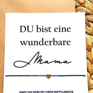 Wunscharmband Mama mit Karte Muttertag schlichtes Armband Herz Geschenkkarte Geschenk Mutter Geburtstag beste Mama
