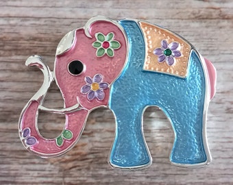 Magnetbrosche Schalhalter Elefant silberfarben bunt Magnethalter Schalmagnet Brosche  Magnet Geschenk