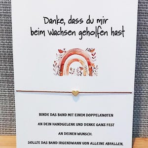 Erzieherin Geschenk Wunscharmband Herz mit Karte Kindergarten Lehrerin schlichtes Armband mit Geschenkkarte Kita Danke Abschied