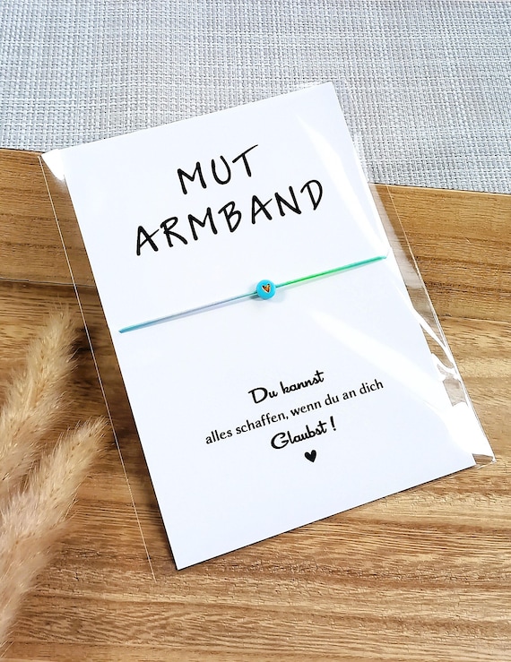 Mutarmband Einschulung Schultüte Kinder Mutmacher Glücksbringer Herz mit Karte Geschenkkarte Geschenk Schulkind