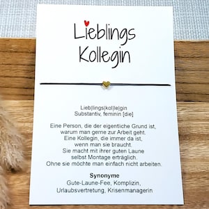 Wunscharmband Lieblingskollegin beste Kollegin Herz Freundschaftsarmband Geschenkkarte schlicht Armband Geschenk Synonym