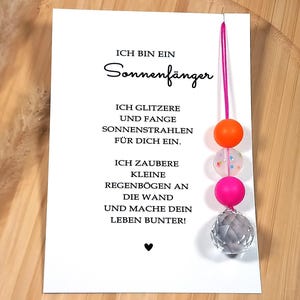 Sonnenfänger Glücksbringer mit Karte Sun Catcher Konfetti Sonnenspiel Lichtfänger Fensterdeko Geschenk Danke Erzieherin Schultüte