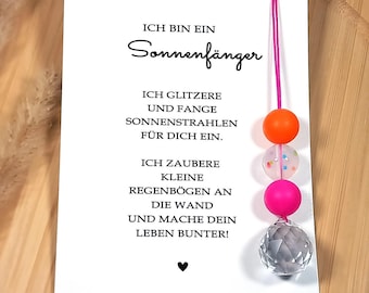 Sonnenfänger Glücksbringer mit Karte Sun Catcher Konfetti Sonnenspiel Lichtfänger Fensterdeko Geschenk Danke Erzieherin Schultüte
