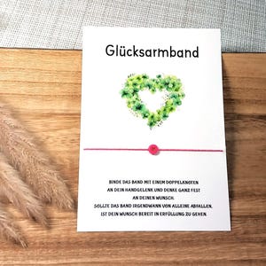 Glücksarmband Wunscharmband Herz mit Karte schlichtes Armband mit Geschenkkarte Geschenk Danke Glücksbringer Make a wish