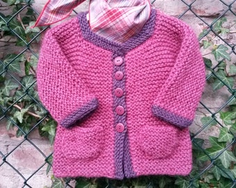 Strickjacke - altrosa und lila