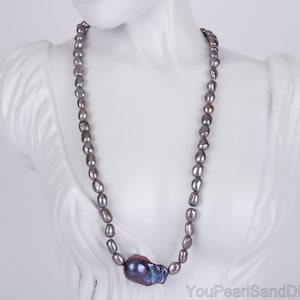 6-7mm Handmade Peacock Black Real Freshwater Pearl Necklace,Natural Baroque Pearls Pendant,Real Pearls Choker,Mother&#39;s Day Gift,Gift For Her