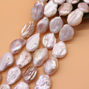 16-18mm Large Pink Purple Coin Pearls,Genuine Freshwater Pearls,Natural Coin Pearl Beads,DIY Pearls Jewelry,Full Strand-15 inches-NK002-6