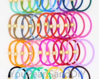 50 PCS --18 colors Rubber Bracelet,Popular Minimalist White/Gray Pearl & Silicone Rubber Waterproof Stretch Bracelet,Rubber Bracelet-W014