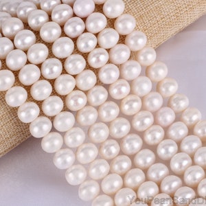 11-12mm High Luster Genuine White Freshwater Pearls,Loose Potato shape Pearl Strands,Pearl Necklace,Wedding Jewelry-15.5 Inches-41Pcs-BHY002