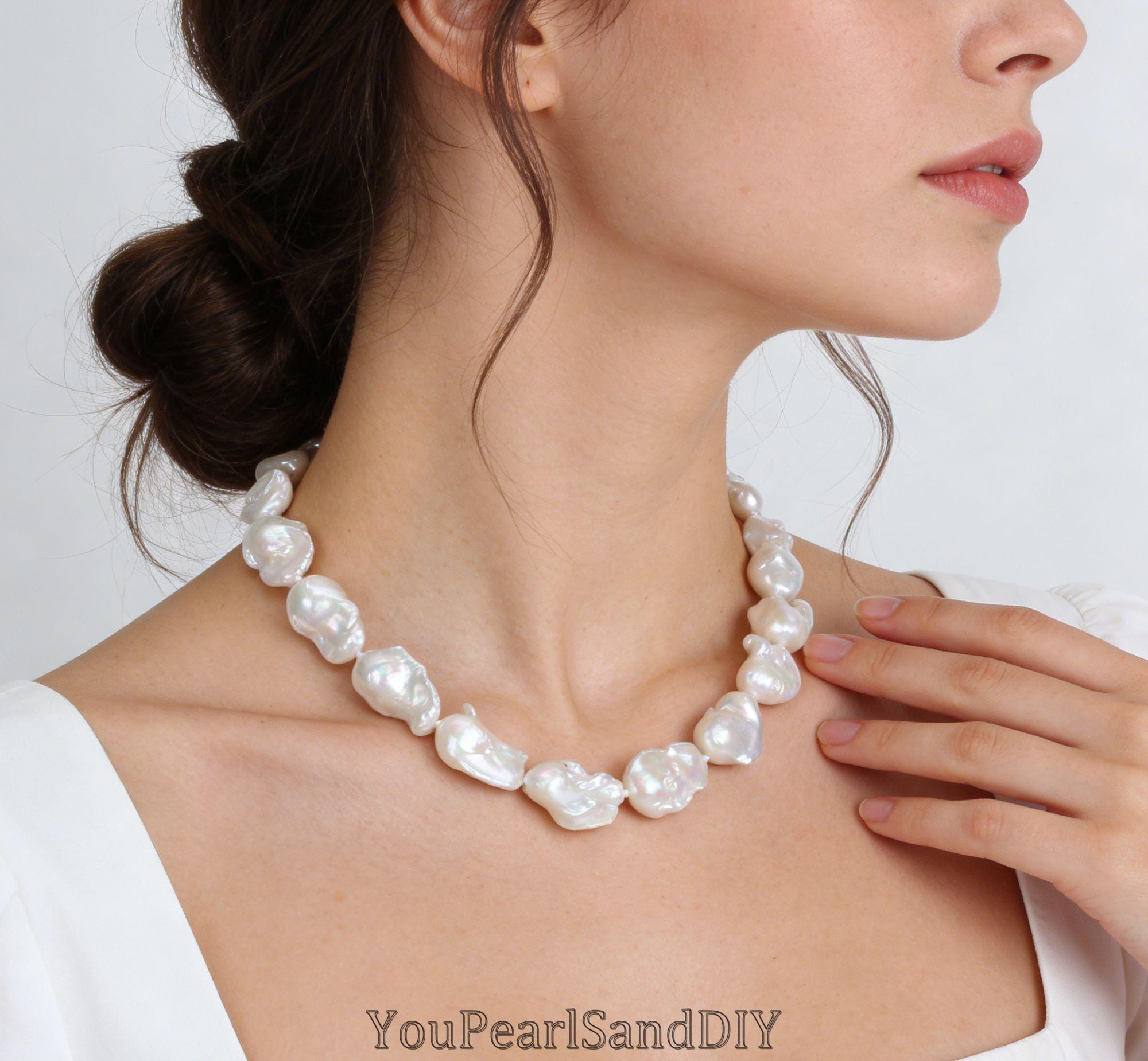 15-18x24-27mm Irregular Natural White Baroque Pearl,handmade
