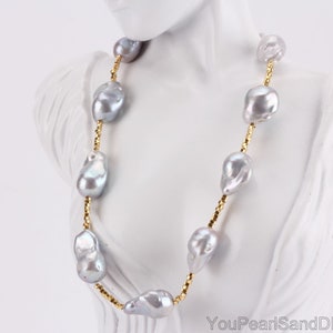 ✨ 50" Skysk Purple Amethyst & White Baroque Pearl Necklace – 3 Strands, Boho Beauty!