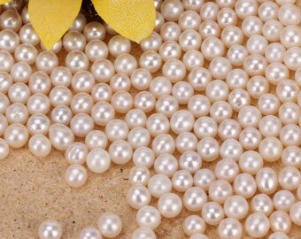 4-5 mm ラウンドパール、穴なしパール、本物の淡水パール、穴なし 