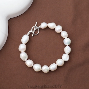 Pulseira de pérolas barrocas com fecho de alternância, pulseira de pérolas de água doce de formato irregular, joia artesanal para presentear mulheres no dia a dia.