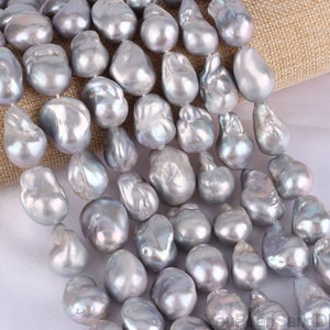 15-17X18-20mm High Quality Genuine Gray Baroque Pearl,Large Freshwater Pearls,Loose Pearls For DIY Necklace Jewelry-16inches-21pcs-YHZ005-1