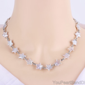 Handmade High Luster Natural White Star Pearl Necklace,Freshwater Star Shape Pearl Choker,Anniversary Gift,Mother's Day Gift,Gift For Her