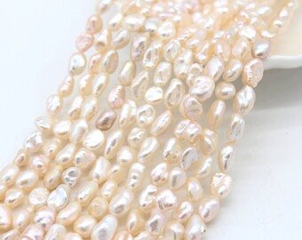 6-7x9-10MM Natural Pink Nugget Keshi Freshwater Pearls Strand,Reborn Pearls for Jewelry Making,DIY