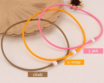 Natural Freshwater Pearls Rubber Necklace,18 Colors Silicone Wristband For Women,Stretch Waterproof Silicone Rubber Necklace,Bridal Jewelry