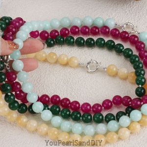 10mm Multi-colored Round Jade Beads Necklace,High Quality Jade Beads Necklace,Handmade Jade Beads Necklace,Gift For Her,Gemstone Necklace