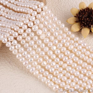 6-7mm Natural White Round Pearl,Great Quality Loose Pearls,Genuine Freshwater Pearls,Bridal Pearl Supply,Wholesale Pearls-15.5Inches-73pcs