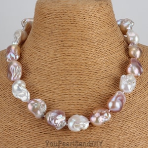 13-18x20-23mm Hanmade Natural Color Baroque Pearls Necklace,Flameball Freshwater Pearls Necklace,Wedding Pearls Jewelry,Mother&#39;s Day Gifts