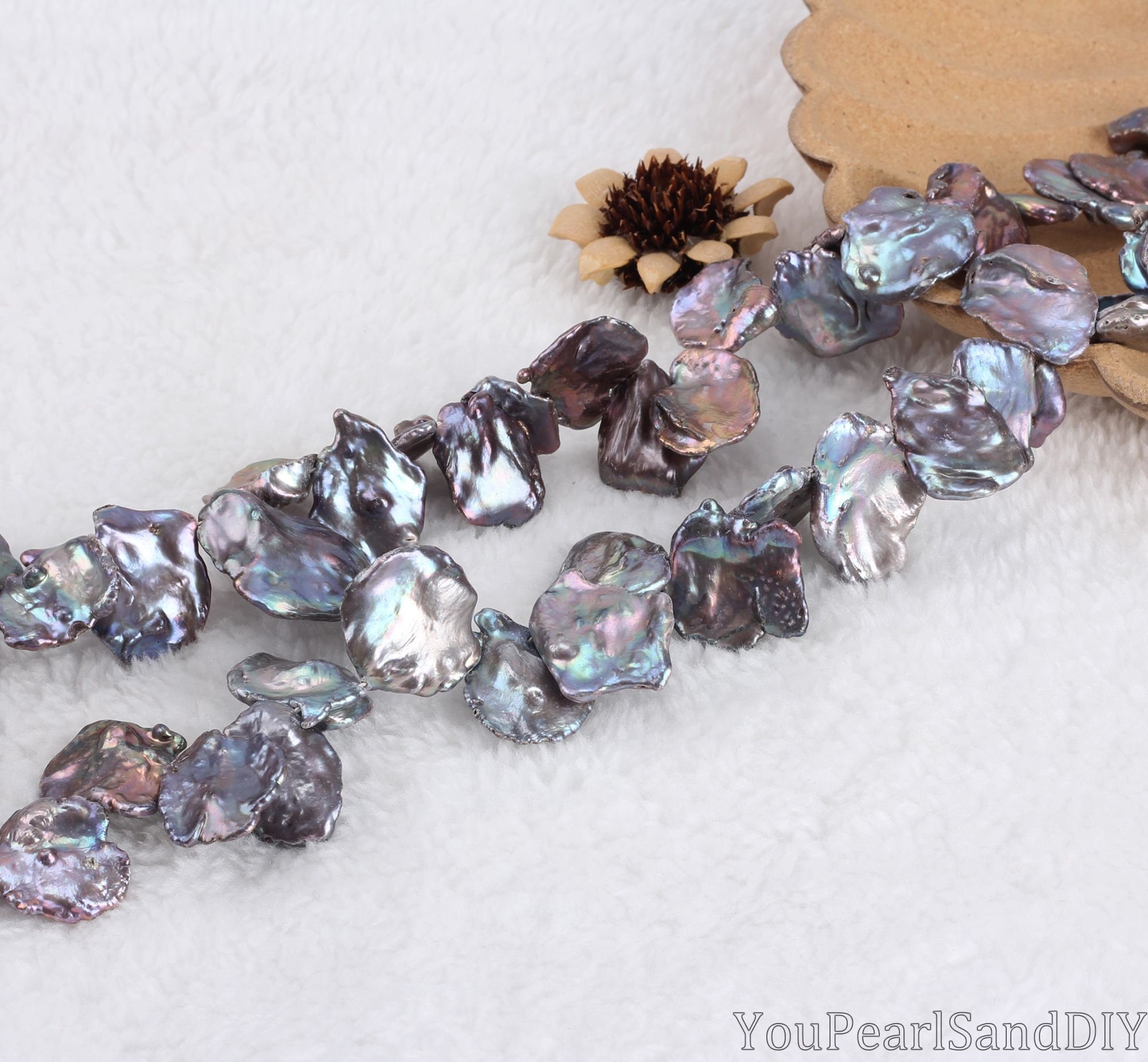 【ネット限定】 17-19mmx18-23mm Peacock Black Reborn Petal Pearls,keshi ぬいぐるみ